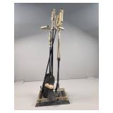 Brass and Iron Fireplace Tools on Stand
