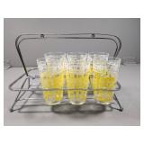 Anchor Hocking Amish Butterprint Tumblers in Caddy