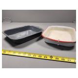 Enamel Bakeware Dishes in White and Blue