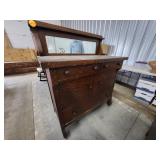 Antique Tiger Oak Sideboard with Mirror Back