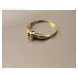 14K Gold Ring with Diamond-Lock Design