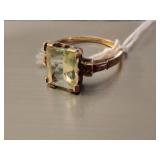 10K Gold Ring with Green Gemstone