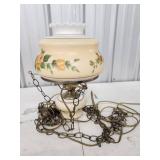 Vintage Hurricane Swag Hanging Lamp with Floral De