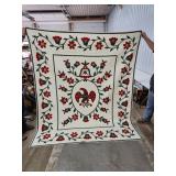 Handmade Quilt with Eagle and Floral Applique
