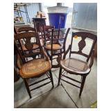 6 Wooden Chairs with Wicker Seats