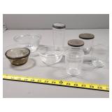 Glassware with Lidded and Open Containers