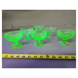 Federal Uranium Glass Sherbet Dishes, Set of 6