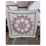 Hand-Stitched Quilt with Geometric Pattern