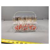 Federal Glass 'Windows' Pattern Tumblers in Caddy