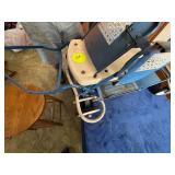 Vintage Metal and Wood Baby Stroller with Wicker A