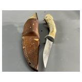 Flint stainless 4" Blade with sheath (antler
