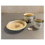 3 Cream and Green Enamel with Nursery Ryhmes