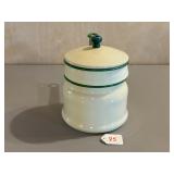 Cream and Green Enamel Double Boiler