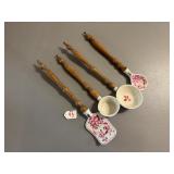 4 W. German Porcelain and Wood Kitchen Utensils