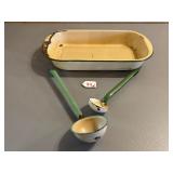 3 Pcs Cream and Green Enamel