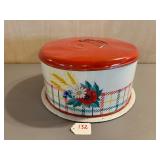 Red and White Flower Decorated Cake Tin Carrier
