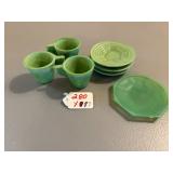 7 Akro Agate Child's Cups and Saucers