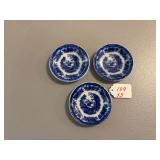 3 Adams Blue and White Ironstone Butter Pats