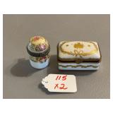 2 Handpainted Limoges China Pill Boxes