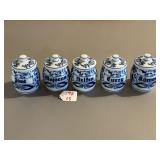 5 German Spice Jars Blue Onion Design