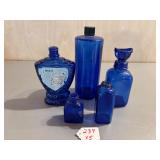 5 Cobalt Blue Bottles