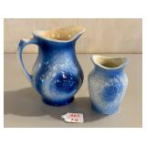 2 Pcs Blue and White Stoneware