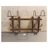 Victorian Wood and Metal Wall Coat/Hat Rack