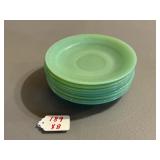 8 Unmarked Jadeite Saucers with a Plain Back