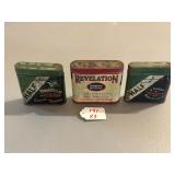 Revelation and 2 Buckingham Half Size Tobacco Tins