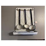 French Blue and White Enamel Wall Mount Rack