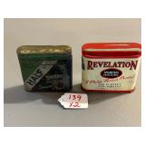 Revelation and Buckingham Half Size Tobacco Tins