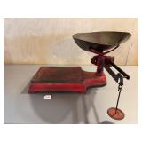 Unmarked Red Cast Iron Platform Scale
