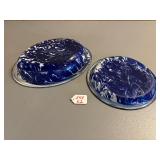 2 Blue and White Enamel, Bowl and Plate