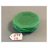 4 Akro Agate Child's Tea Set Plates, Green Jadeite