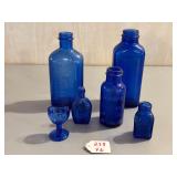 6 Cobalt Blue Bottles