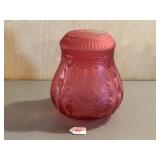 Etched and Frosted Red Cranberry Glass Lamp Shade