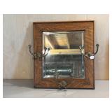 Oak Wall Mirror with Decorative Hooks