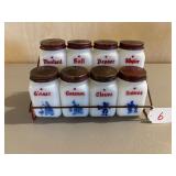 Milkglass Double Row Spice Set with Metal Rack