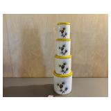 Set of 4 Yellow & White Cannisters