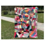 Hand Stitched Silk Crazy Quilt