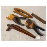 5 Homemade Figural and Other Wood Nutcrackers