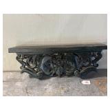 Ornate Green Painted Handcarved Wall Shelf