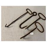 4 Hand Forged Iron Hay Hooks