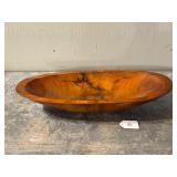 Refinished Burl Wood Oblong Bowl