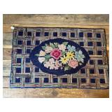 1920-1930 Flower and Geometric Hooked Rug