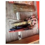 Crescent wrenches, pliers, channel locks, oil