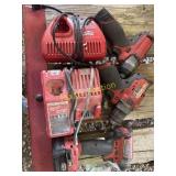 Milwaukee impact and drill and chargers two