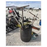 55 Gal Plastic Drum W/ Hand Tools & Misc