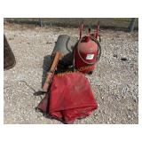 2 Tarps, sandblaster, seeder