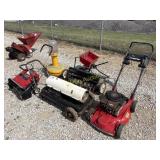 Snow blower, grass seeder, push mower,